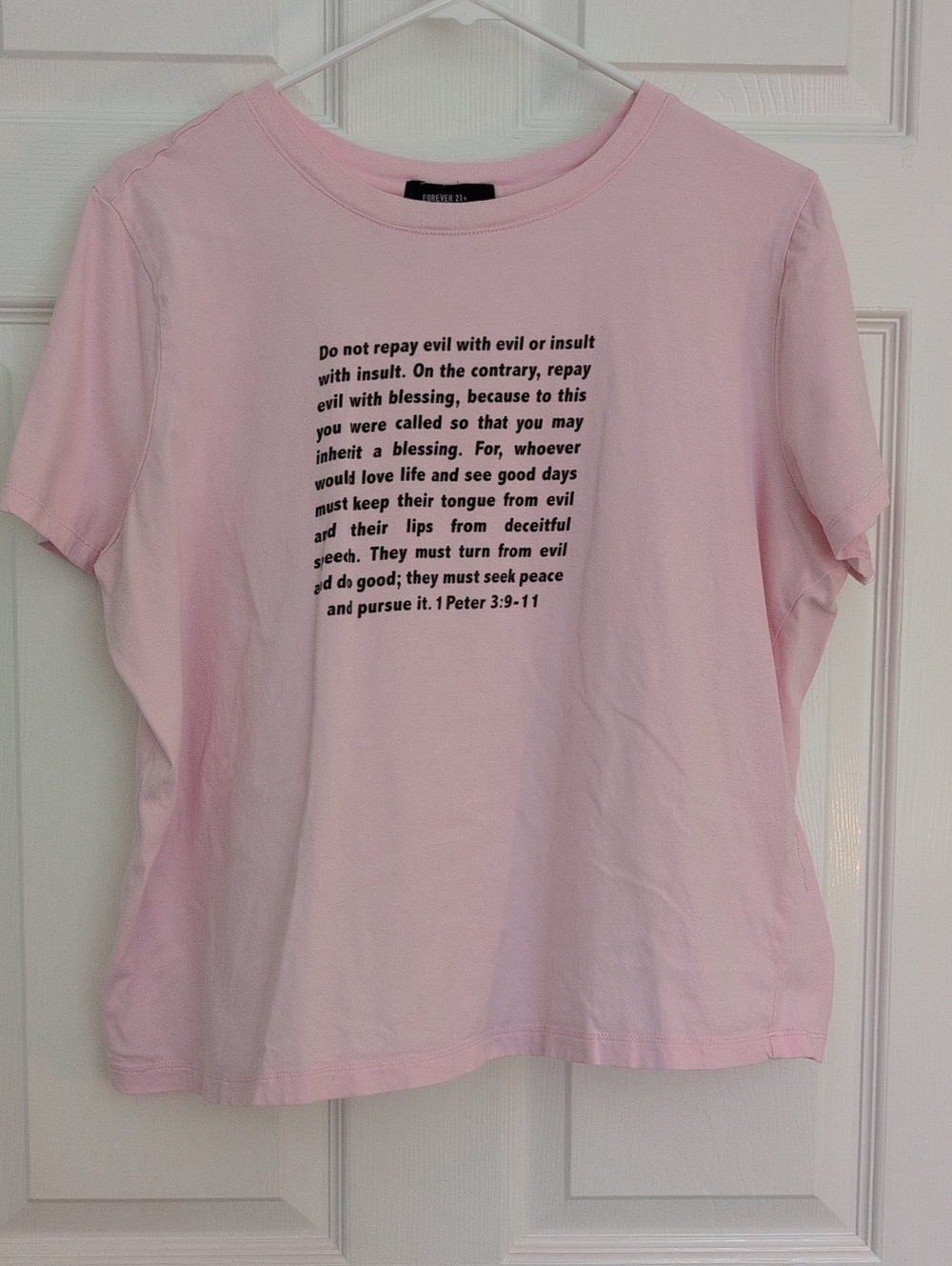 Forever 21 Pink Tee with Black Label Detail
